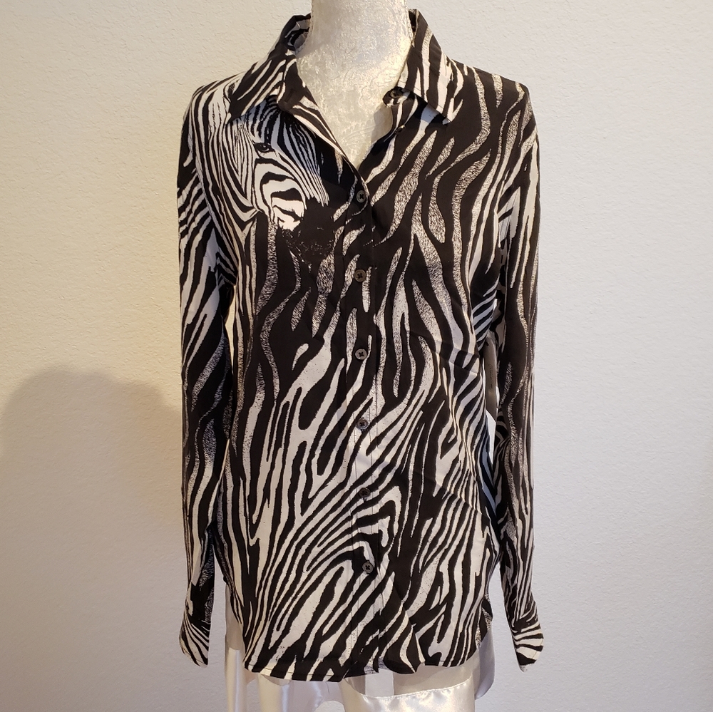 100% silk zebra shirt by Equipment Femme
